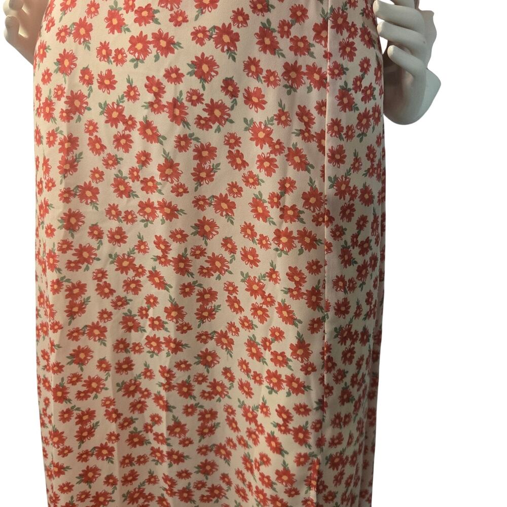 Y2K VTG Pink Floral Dress Milkmaid Cottage Core 90s Feminine Midi XL - Picture 4 of 11